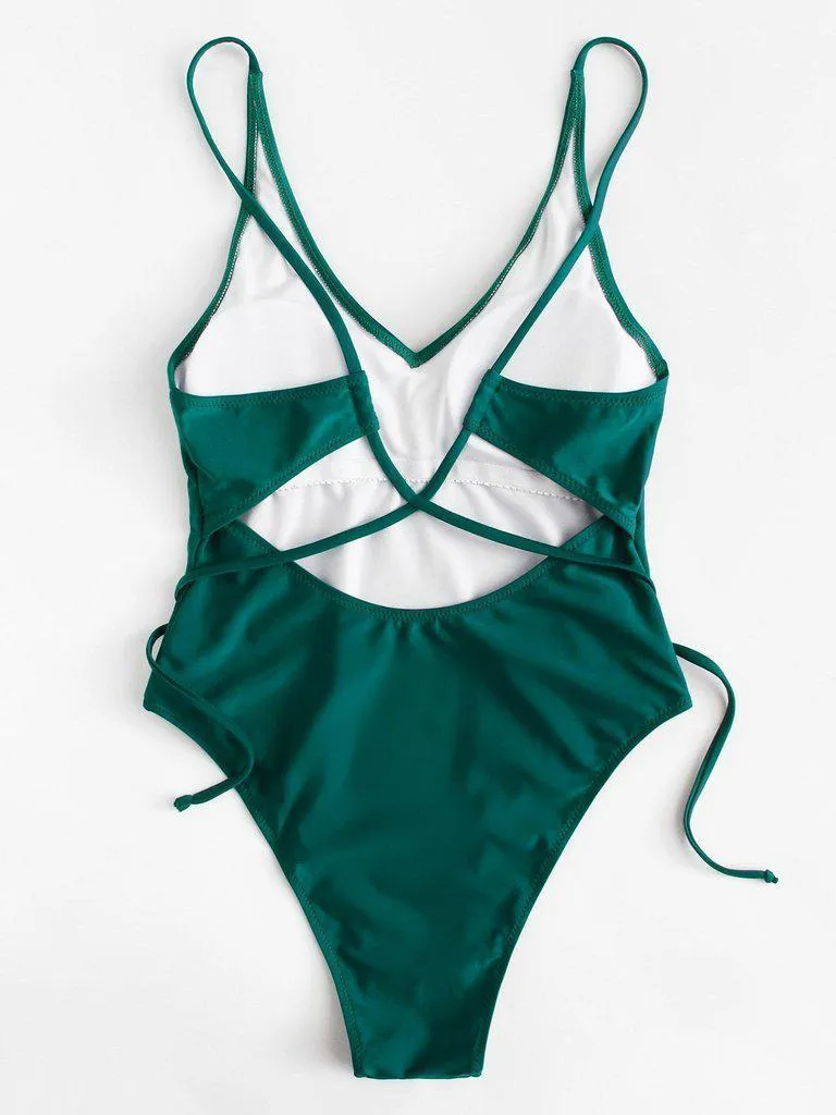 Twist Detail Solid Swimsuit
